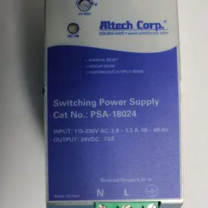 A close up of the back cover of an altech power supply